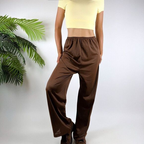 Vintage 90s Fairy Grunge Brown Indie Casual High Waisted Slip Pants / Size: M - Picture 3 of 5